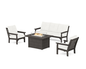Vineyard Deep Seating Fire Pit Table Set