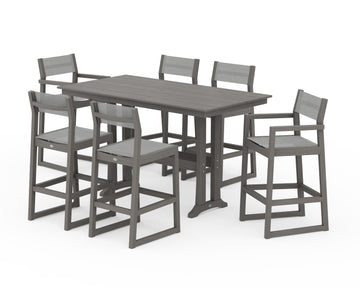 EDGE Sling 7-Piece Farmhouse Bar Set with Trestle Legs