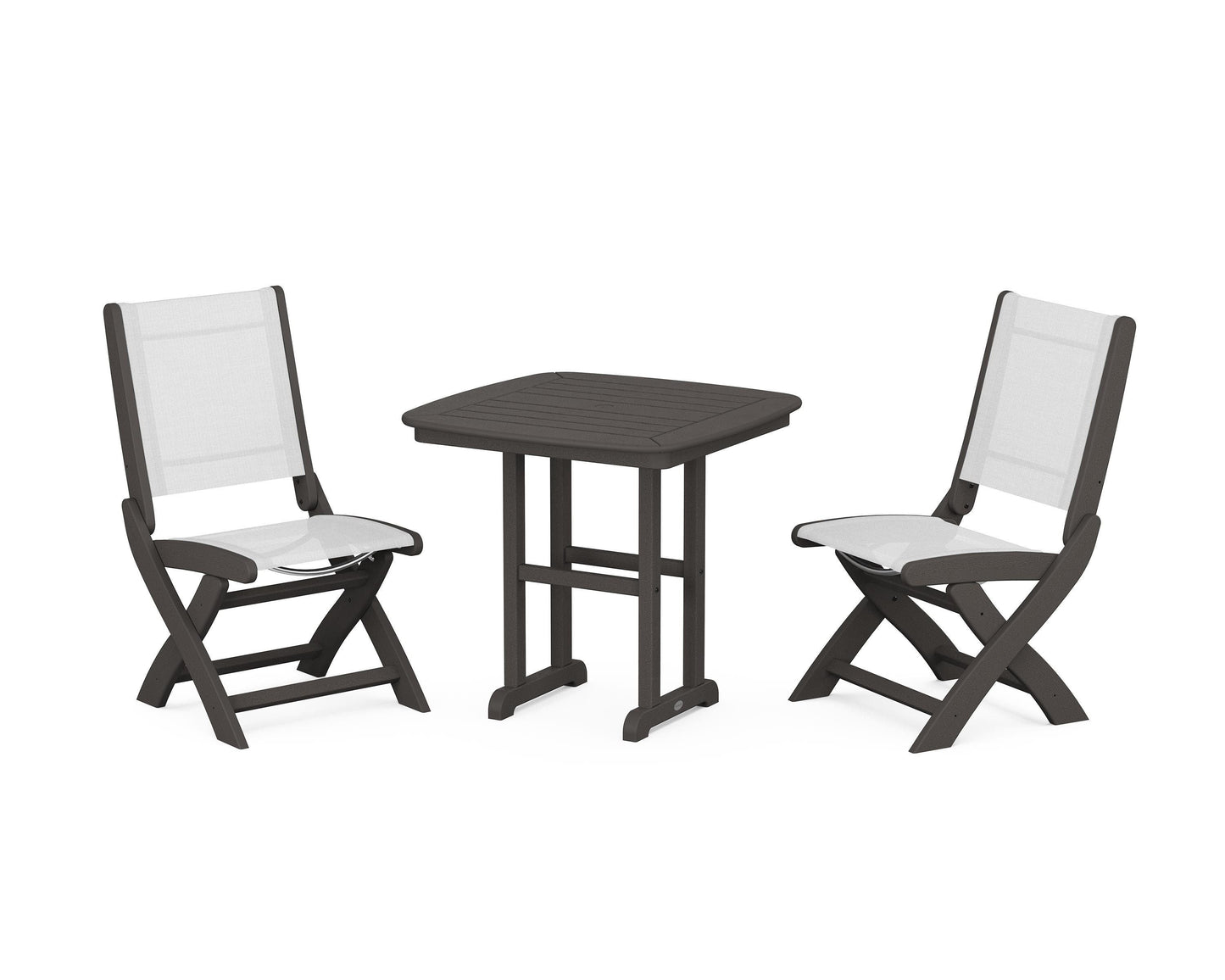 Coastal Folding Side Chair 3-Piece Dining Set