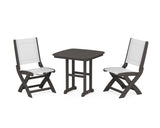Coastal Folding Side Chair 3-Piece Dining Set
