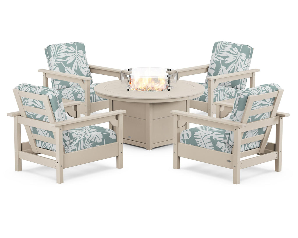 Club 5-Piece Conversation Set with Fire Pit Table