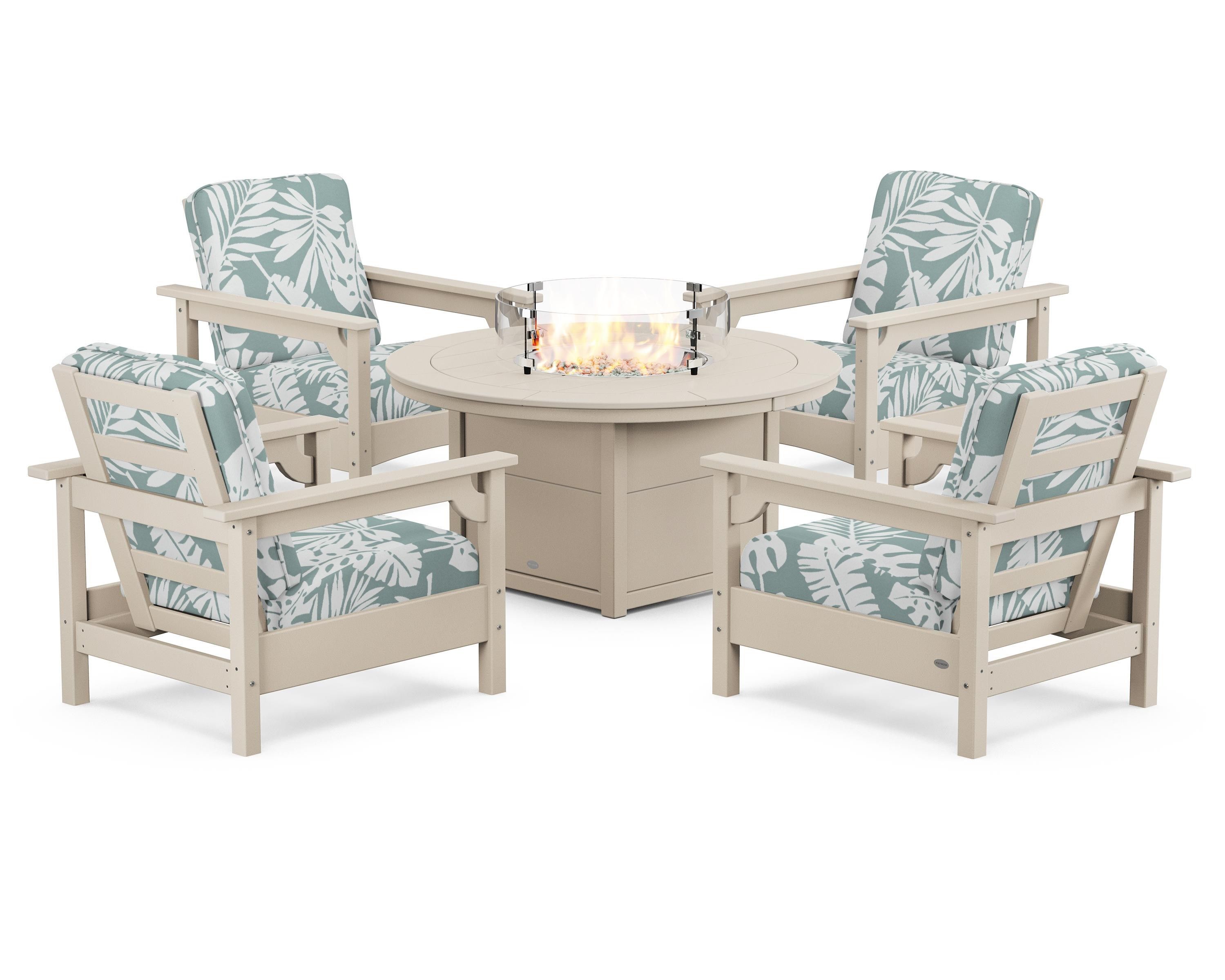 Club 5-Piece Conversation Set with Fire Pit Table
