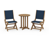 Coastal Folding Side Chair 3-Piece Round Bistro Dining Set