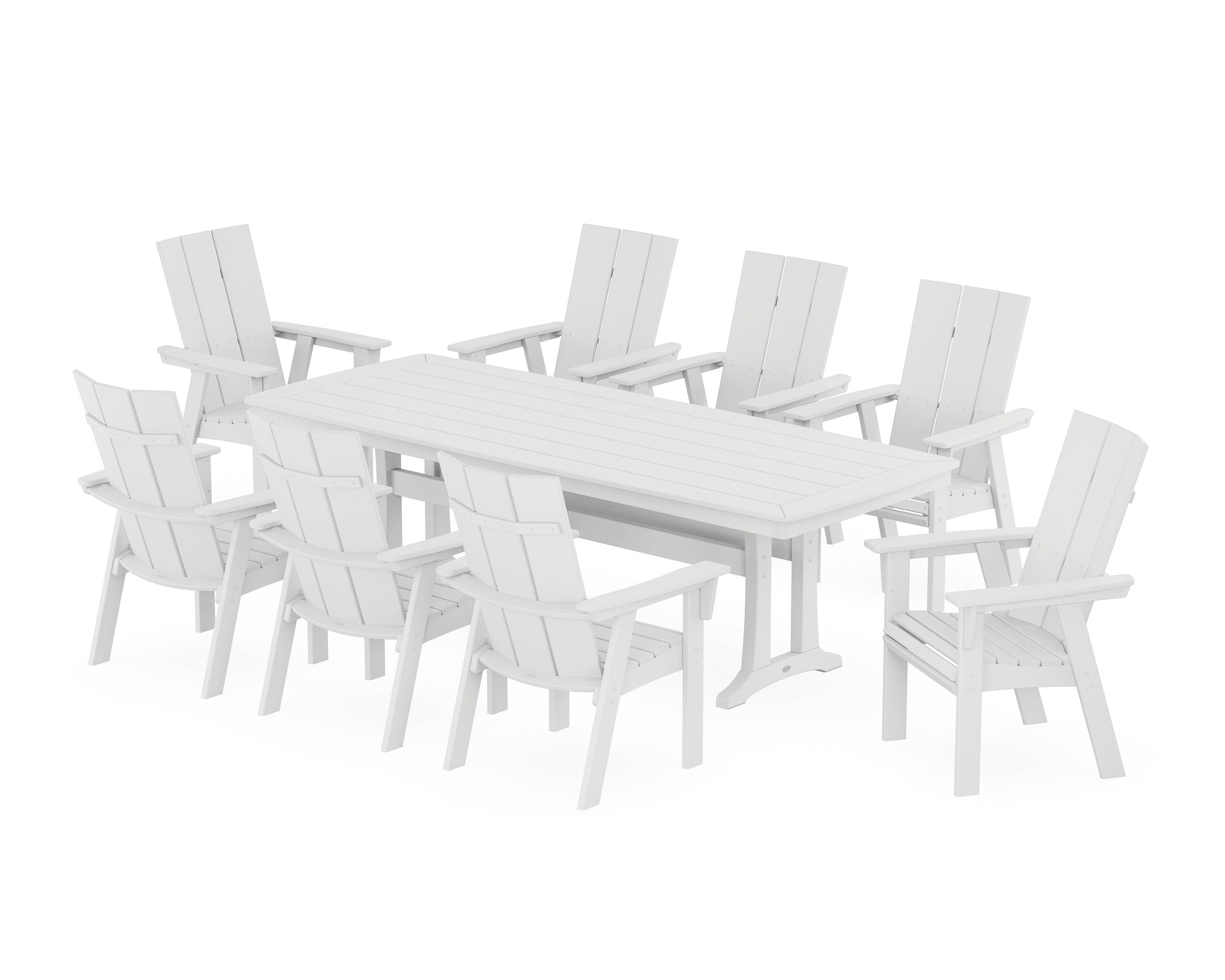 Modern Curveback Adirondack 9-Piece Dining Set with Trestle Legs