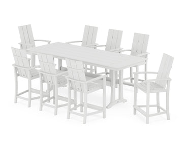 Modern Adirondack 9-Piece Farmhouse Counter Set with Trestle Legs