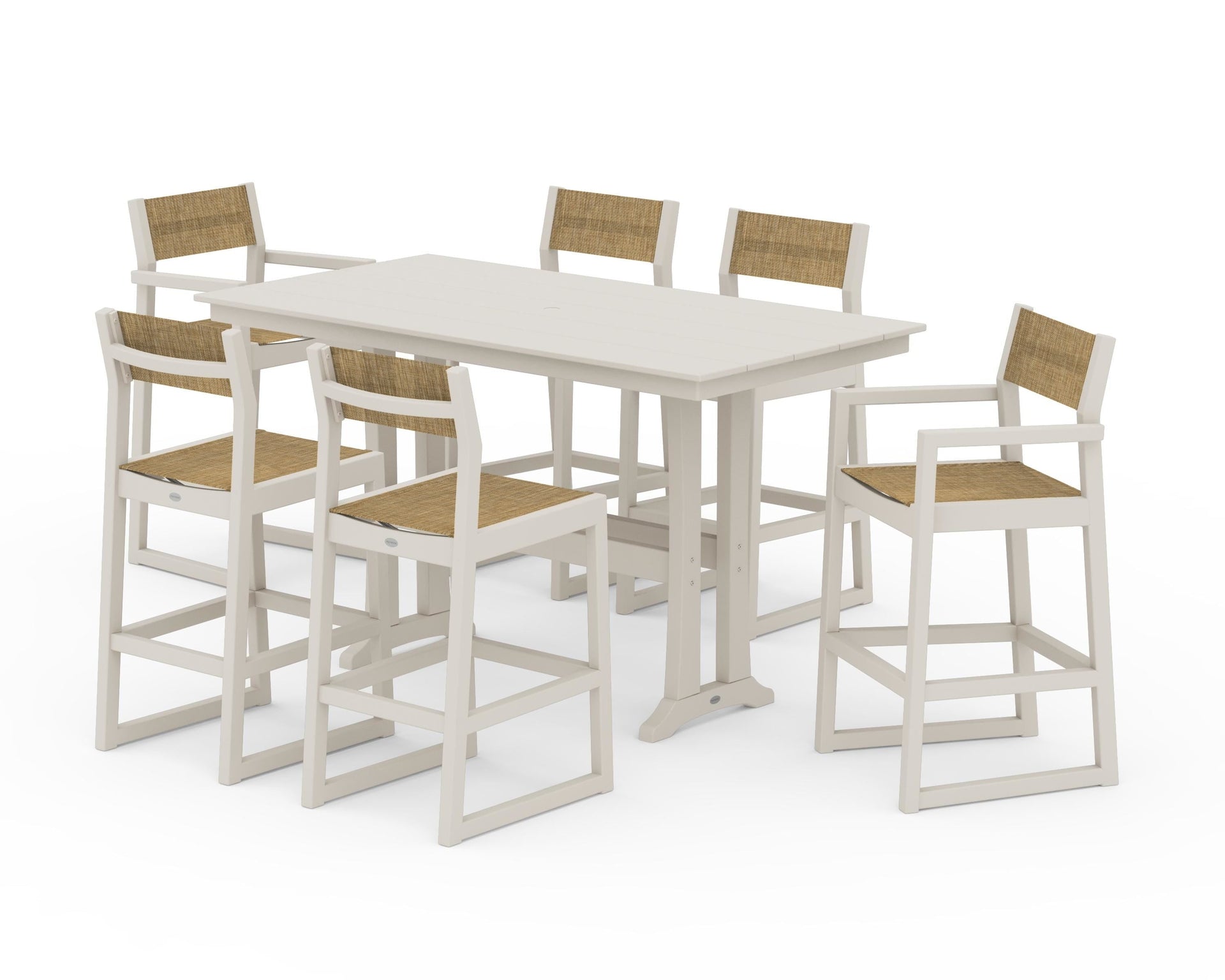 EDGE Sling 7-Piece Farmhouse Bar Set with Trestle Legs