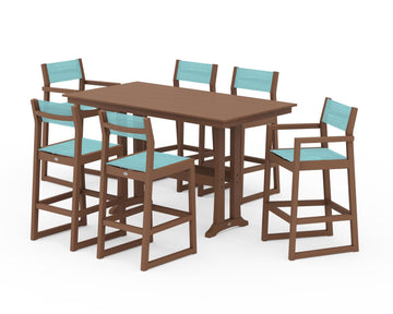 EDGE Sling 7-Piece Farmhouse Bar Set with Trestle Legs