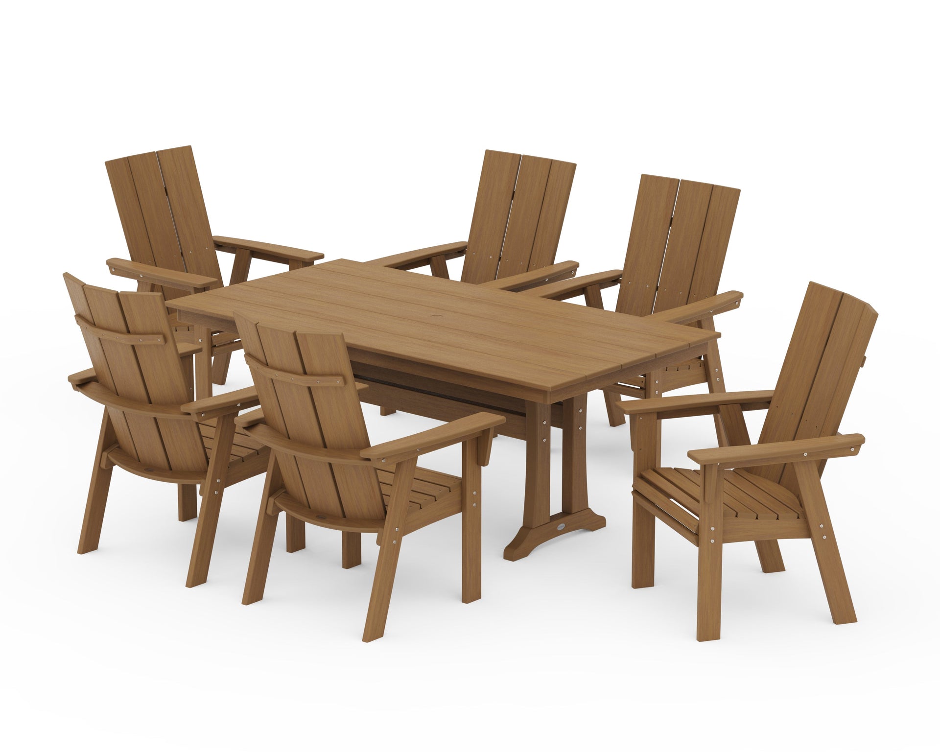 Modern Curveback Adirondack 7-Piece Farmhouse Dining Set with Trestle Legs