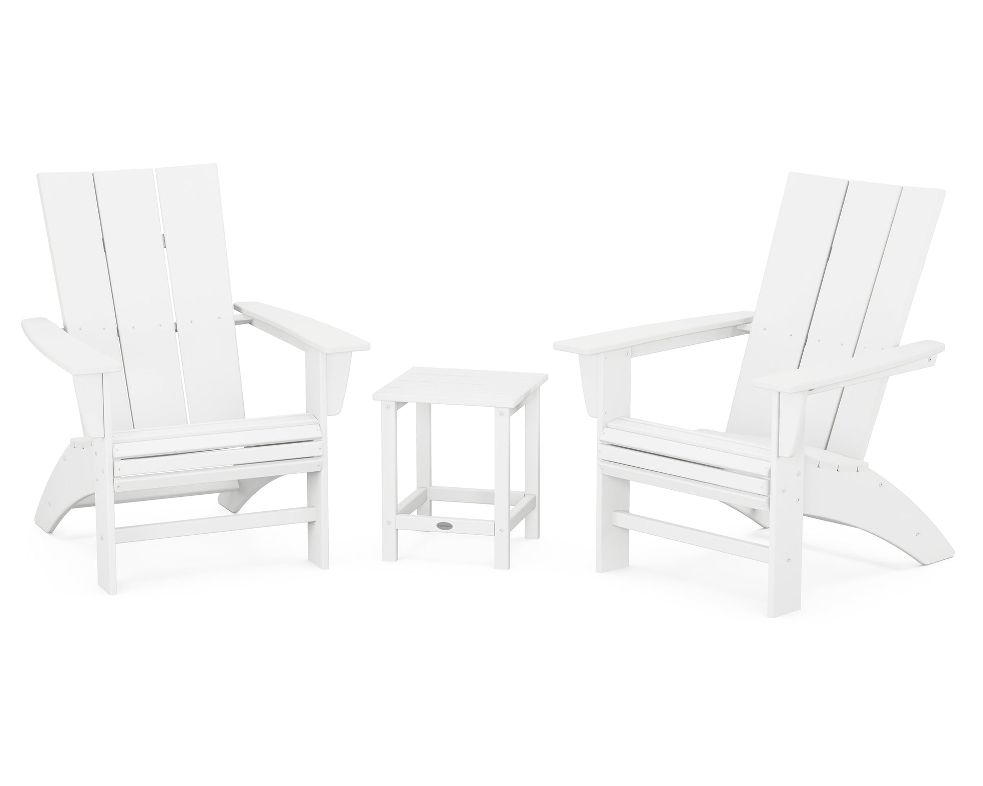 Modern 3-Piece Curveback Adirondack Set with Long Island 18" Side Table