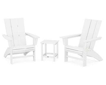 Modern 3-Piece Curveback Adirondack Set with Long Island 18" Side Table