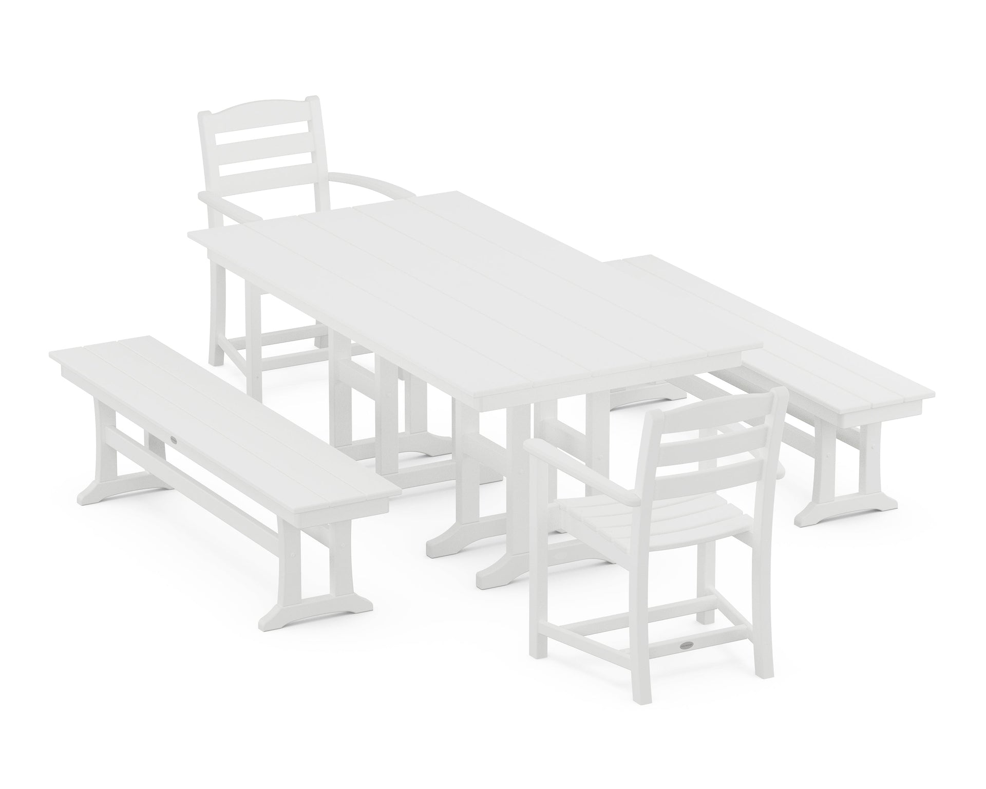 La Casa Café 5-Piece Farmhouse Dining Set with Benches