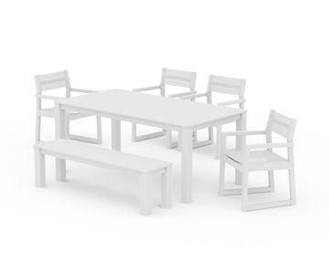 EDGE Sling Arm Chair 6-Piece Parsons Dining Set with Bench