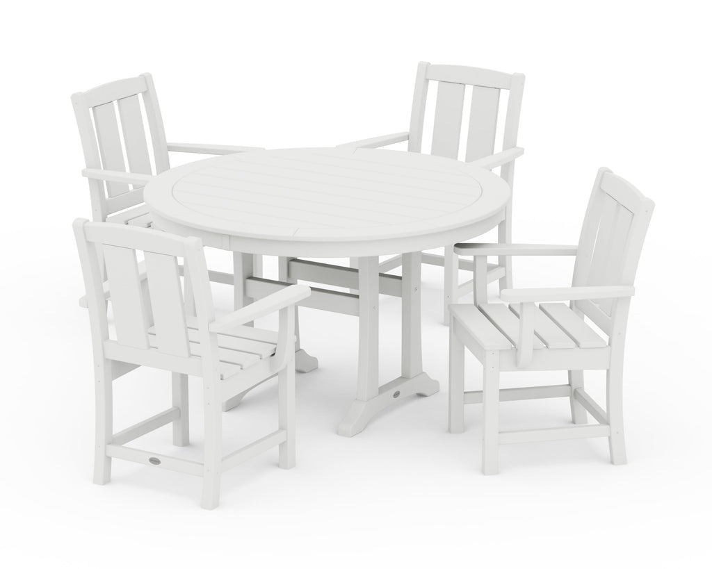 Mission 5-Piece Round Dining Set with Trestle Legs