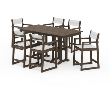EDGE Sling Arm Chair 7-Piece Farmhouse Counter Set