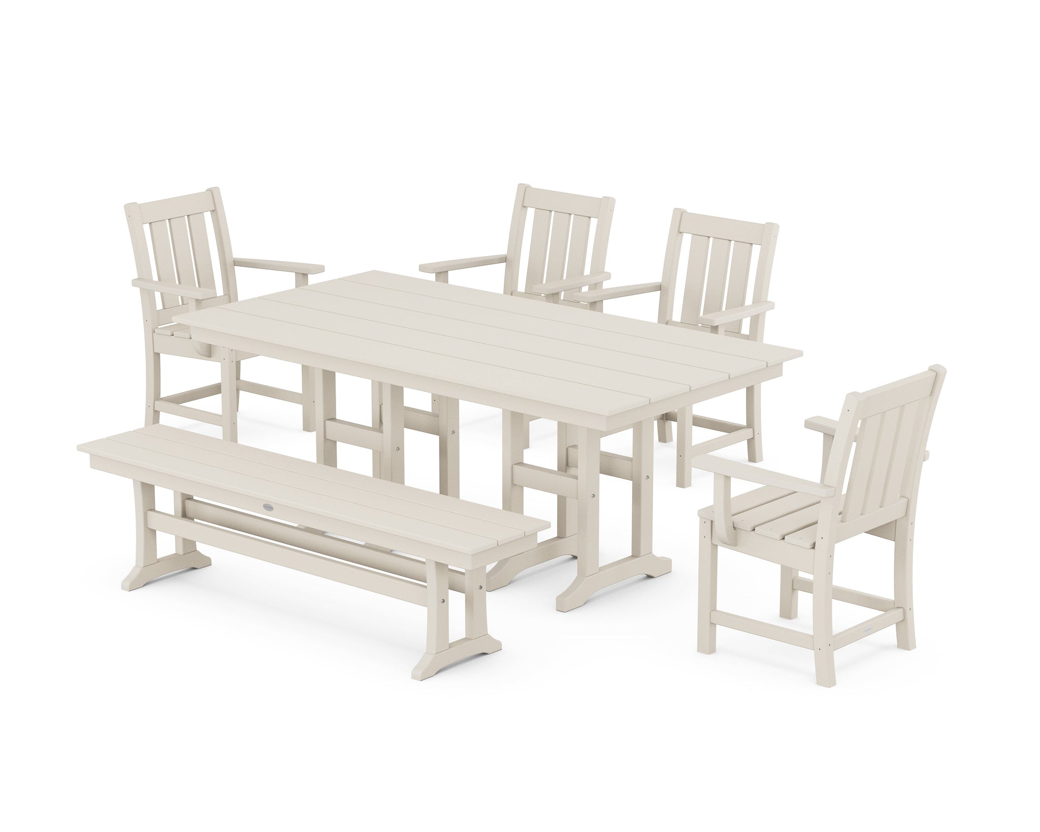 Oxford 6-Piece Farmhouse Dining Set with Bench