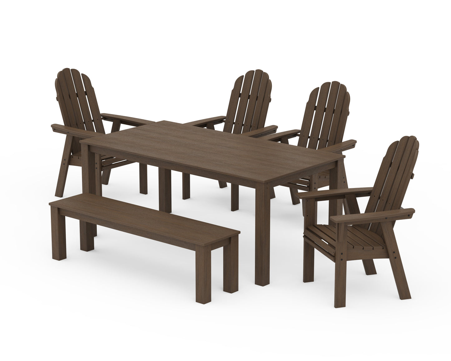 Vineyard Curveback Adirondack 6-Piece Parsons Dining Set with Bench