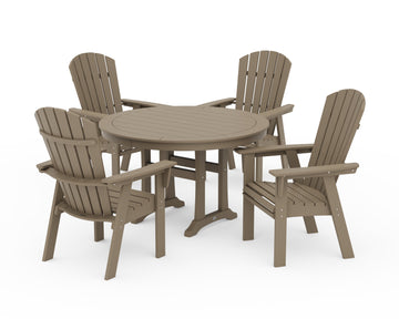 Nautical Curveback Adirondack 5-Piece Round Dining Set with Trestle Legs
