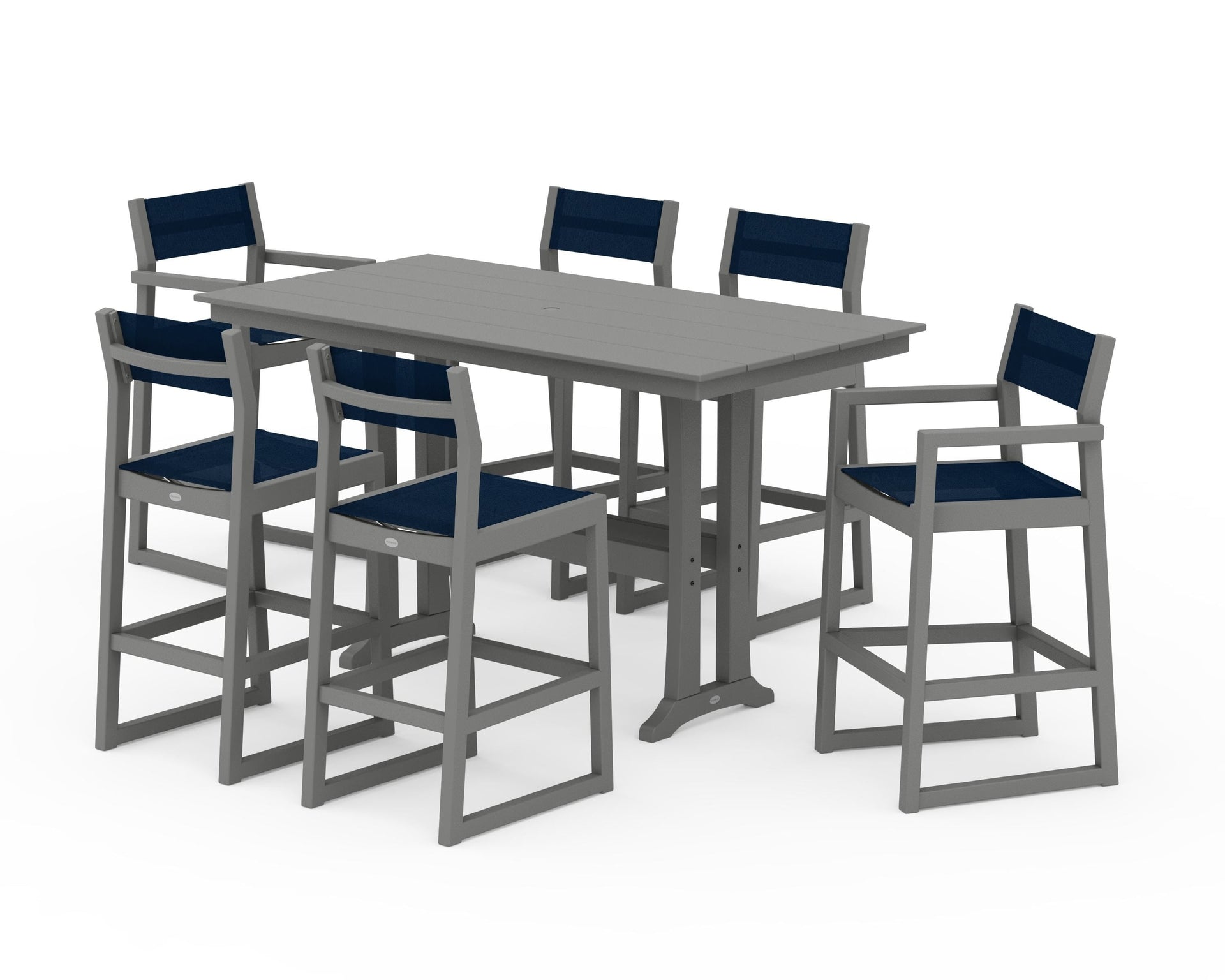 EDGE Sling 7-Piece Farmhouse Bar Set with Trestle Legs