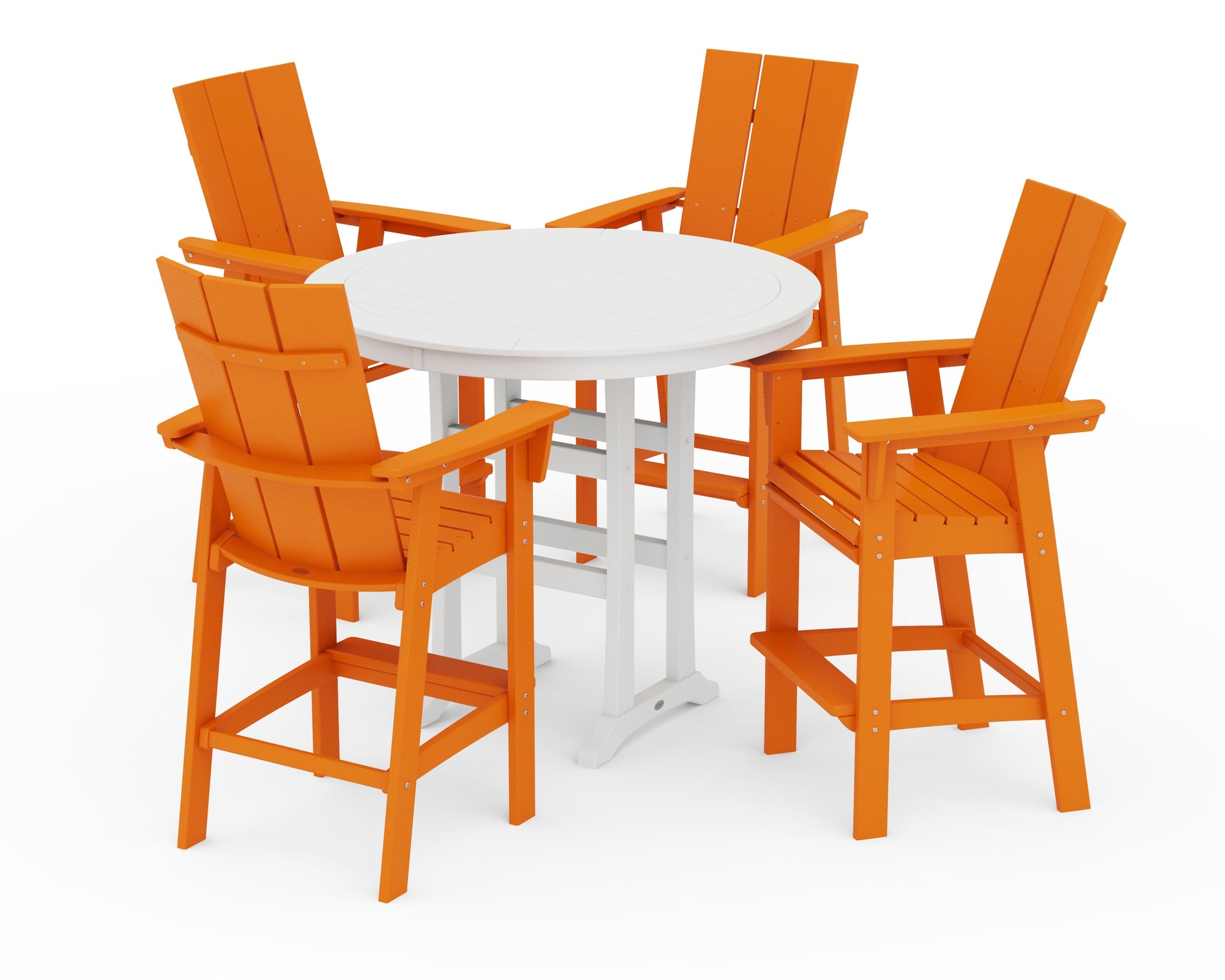 Modern Curveback Adirondack 5-Piece Nautical Trestle Bar Set