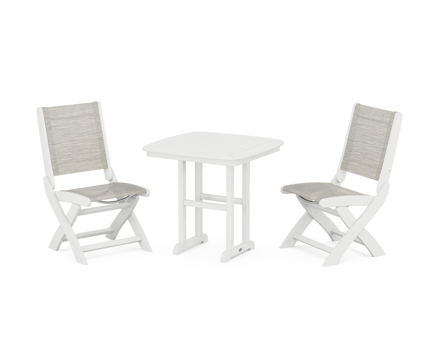 Coastal Folding Side Chair 3-Piece Dining Set
