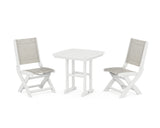 Coastal Folding Side Chair 3-Piece Dining Set