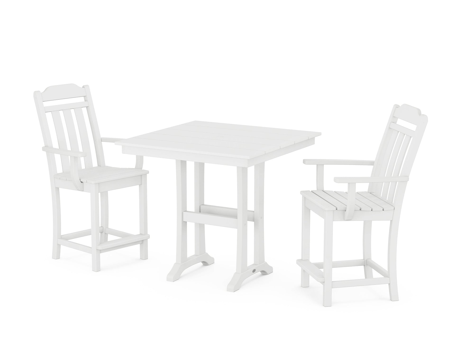 Cottage 3-Piece Farmhouse Counter Set with Trestle Legs
