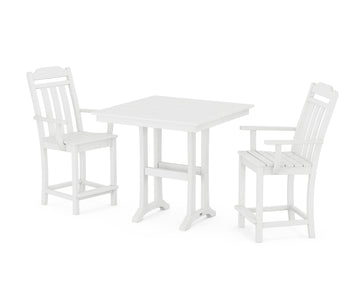 Cottage 3-Piece Farmhouse Counter Set with Trestle Legs