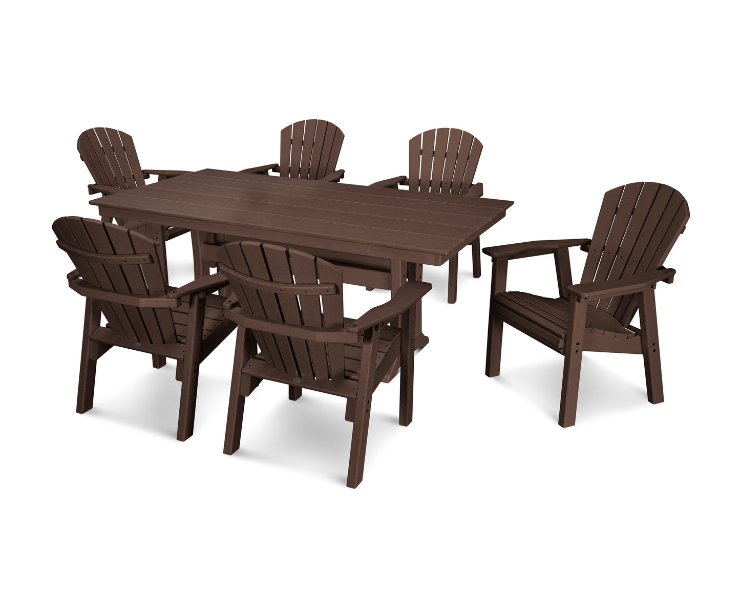 Seashell 7-Piece Farmhouse Dining Set with Trestle Legs