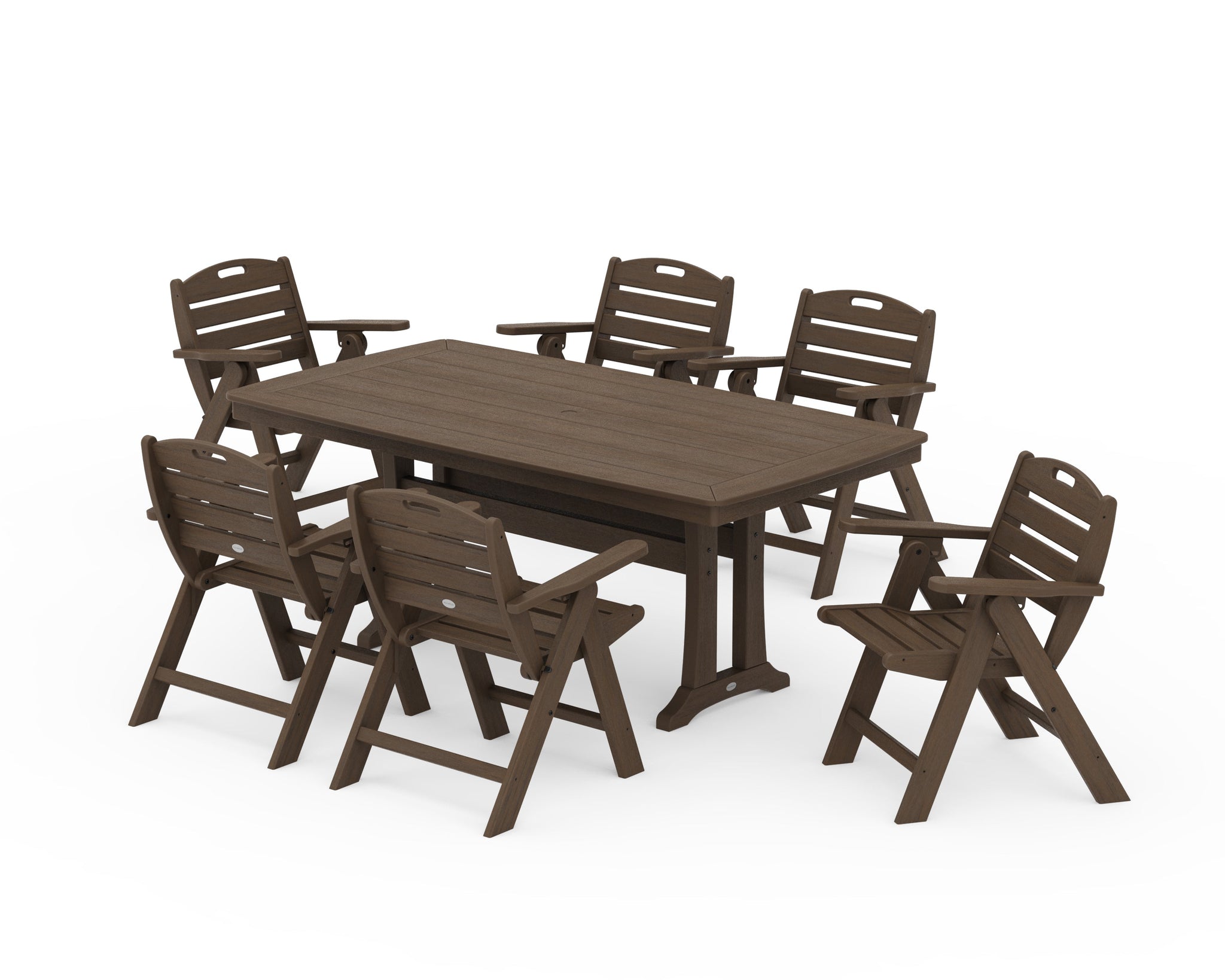 Nautical Lowback 7-Piece Dining Set with Trestle Legs