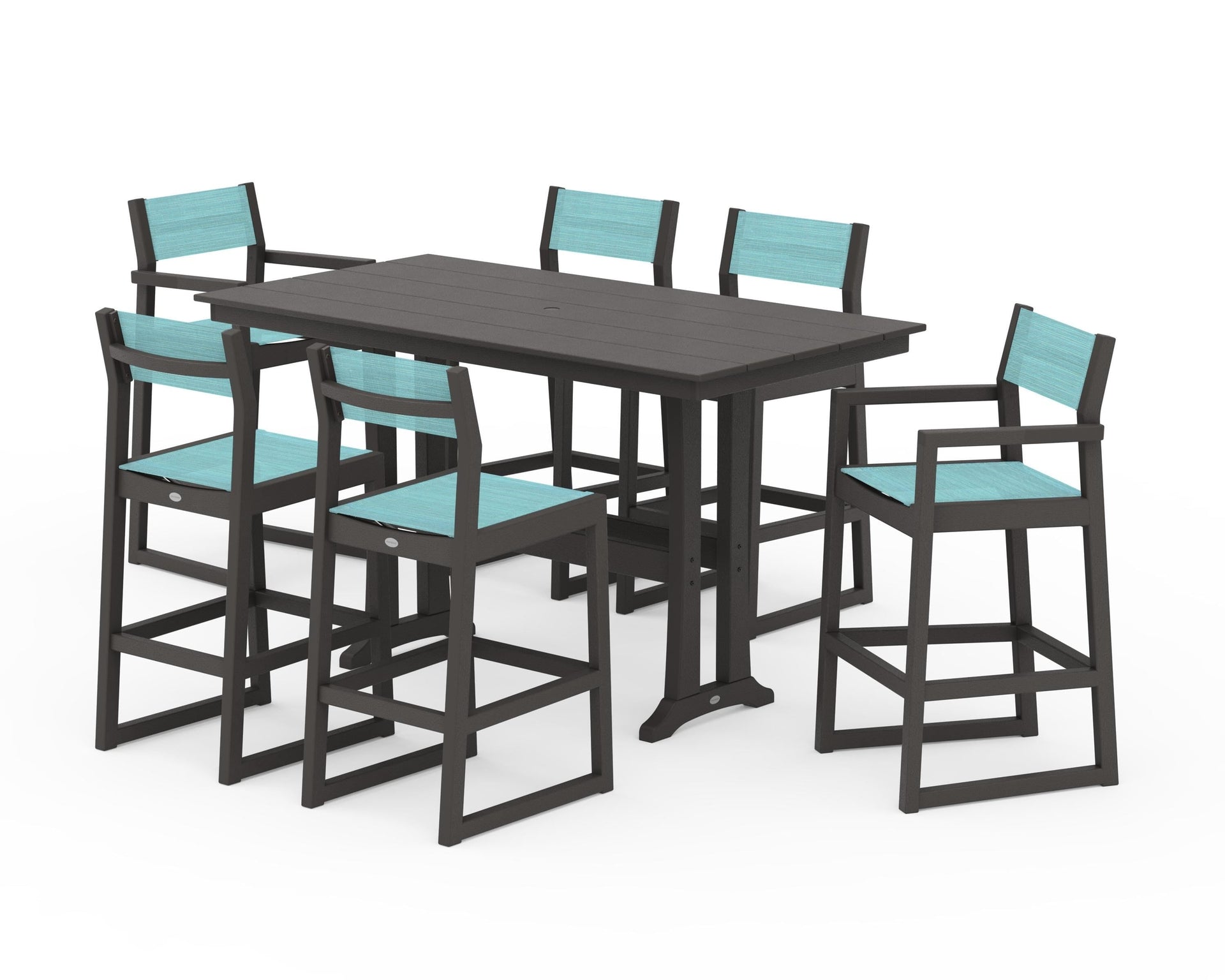 EDGE Sling 7-Piece Farmhouse Bar Set with Trestle Legs