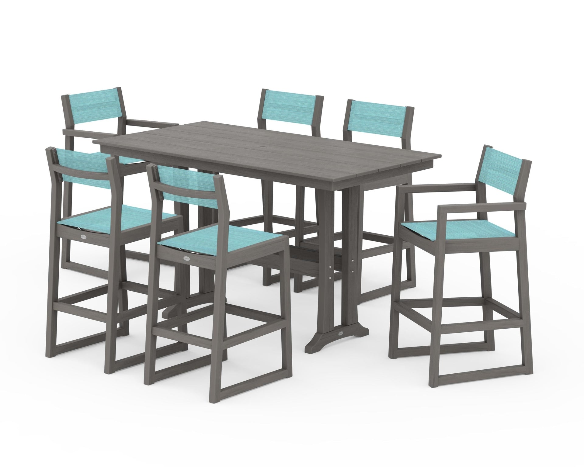 EDGE Sling 7-Piece Farmhouse Bar Set with Trestle Legs