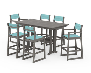 EDGE Sling 7-Piece Farmhouse Bar Set with Trestle Legs