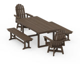 Vineyard Curveback Adirondack Swivel Chair 5-Piece Dining Set with Benches
