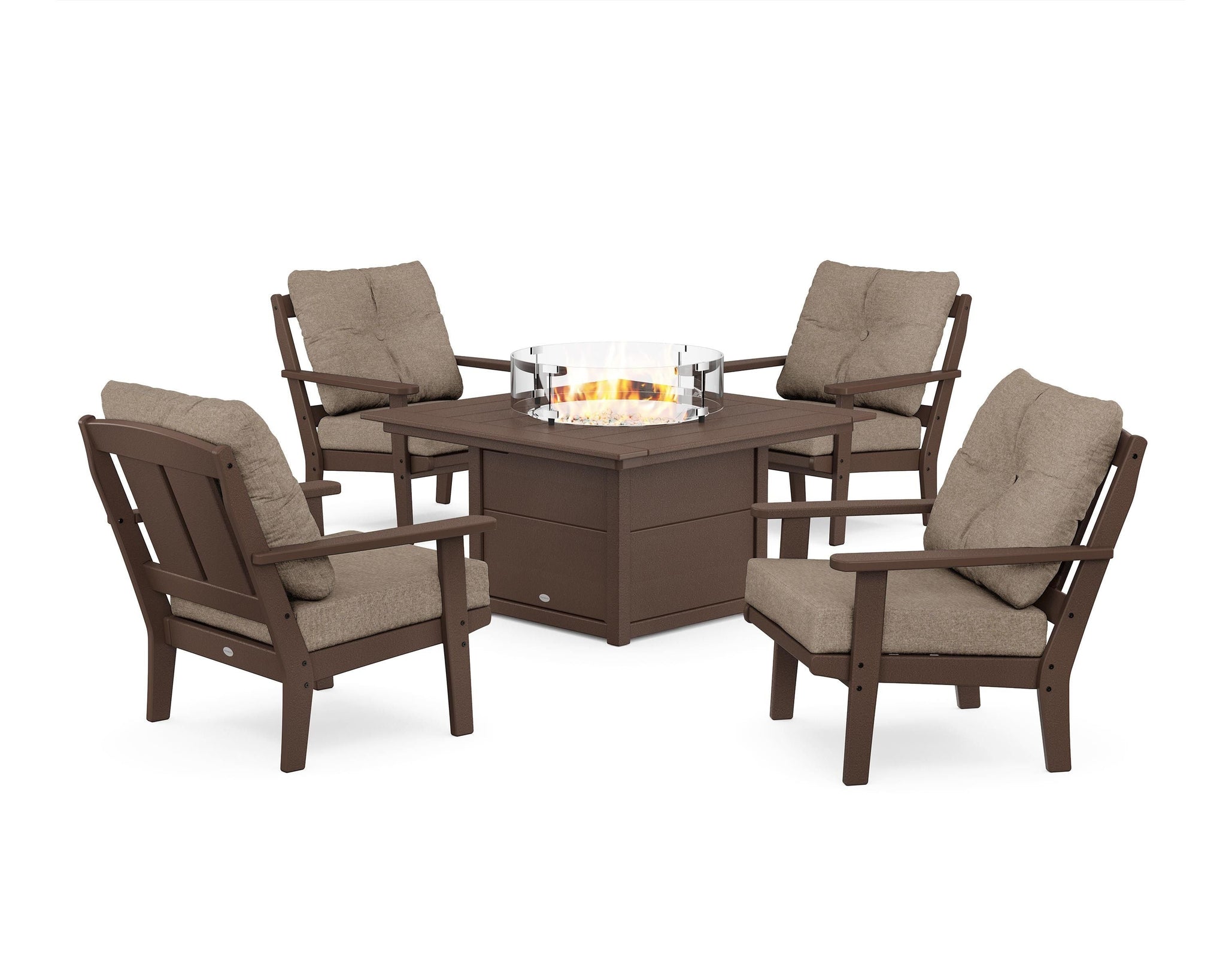 Mission 5-Piece Deep Seating Set with Fire Pit Table