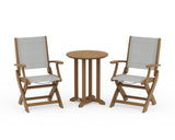 Coastal Folding 3-Piece Round Bistro Dining Set