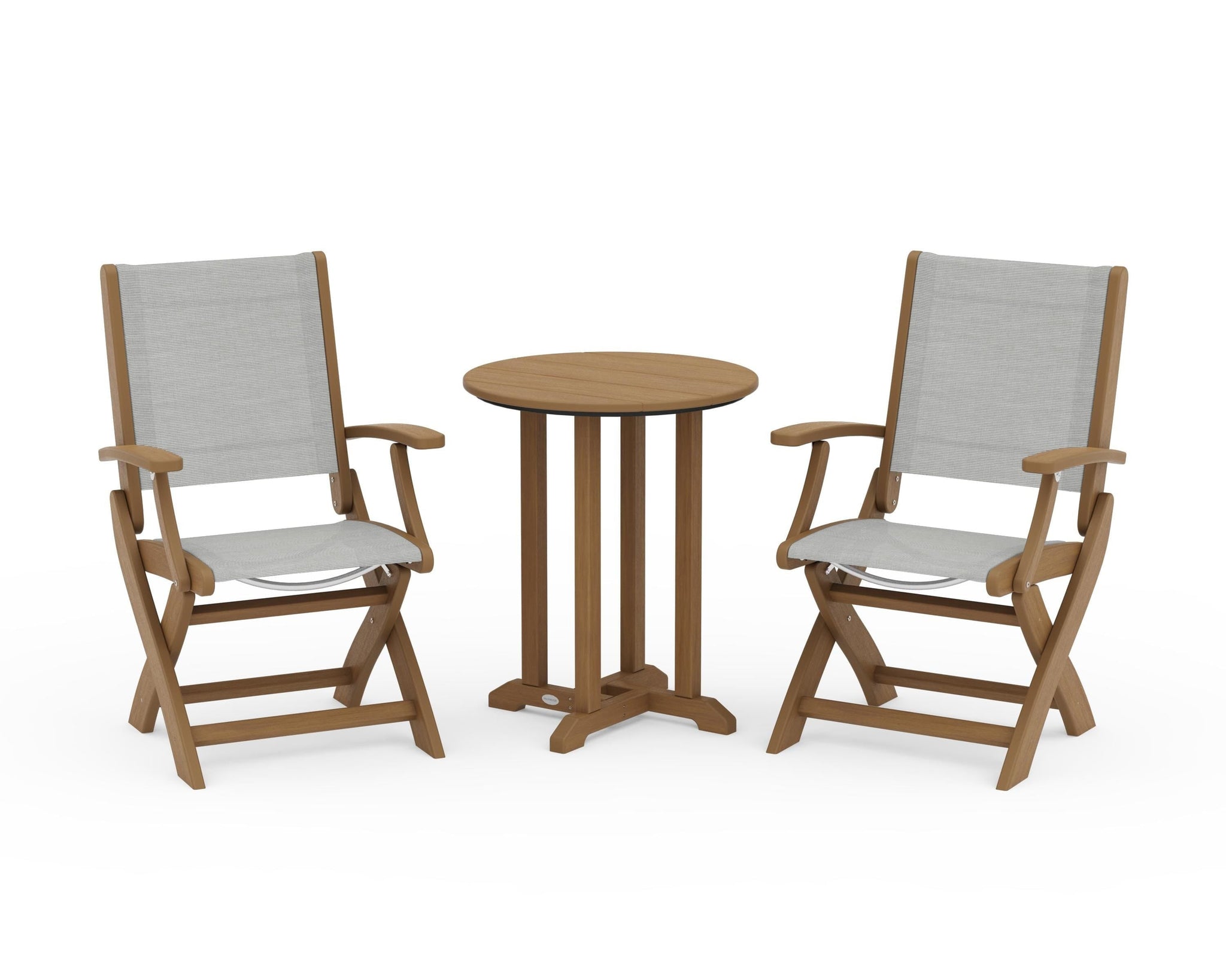 Coastal Folding 3-Piece Round Bistro Dining Set