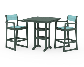 EDGE Sling Arm Chair 3-Piece Farmhouse Bar Set with Trestle Legs