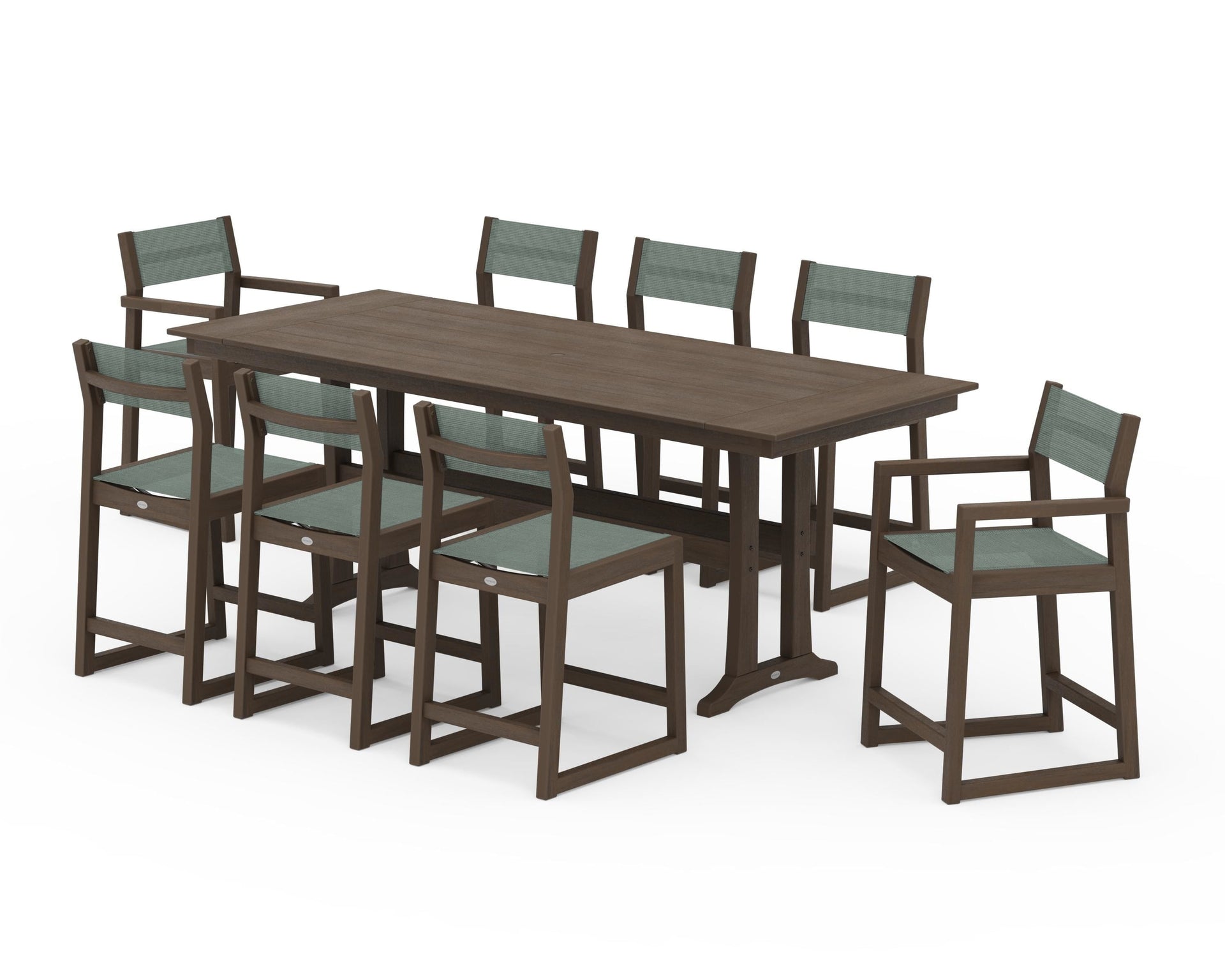 EDGE Sling 9-Piece Farmhouse Counter Set with Trestle Legs