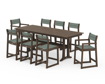 EDGE Sling 9-Piece Farmhouse Counter Set with Trestle Legs