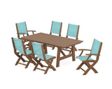 Coastal Folding Chair 7-Piece Rustic Farmhouse Dining Set