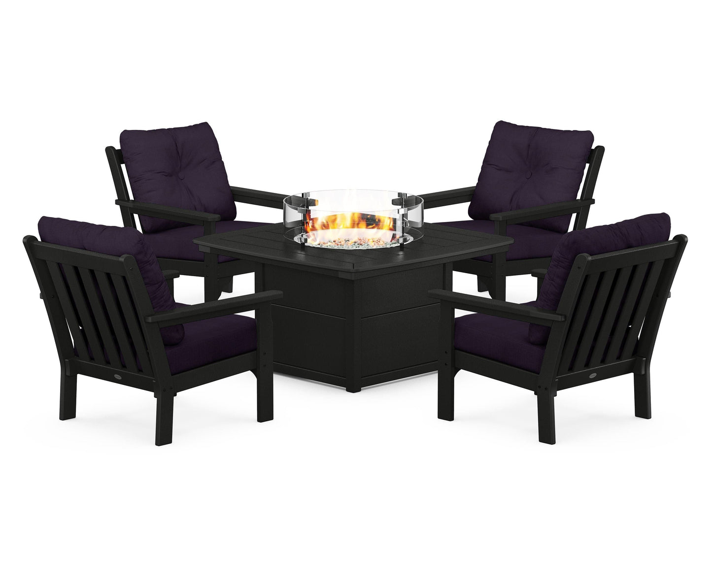 Vineyard 5-Piece Conversation Set with Fire Pit Table