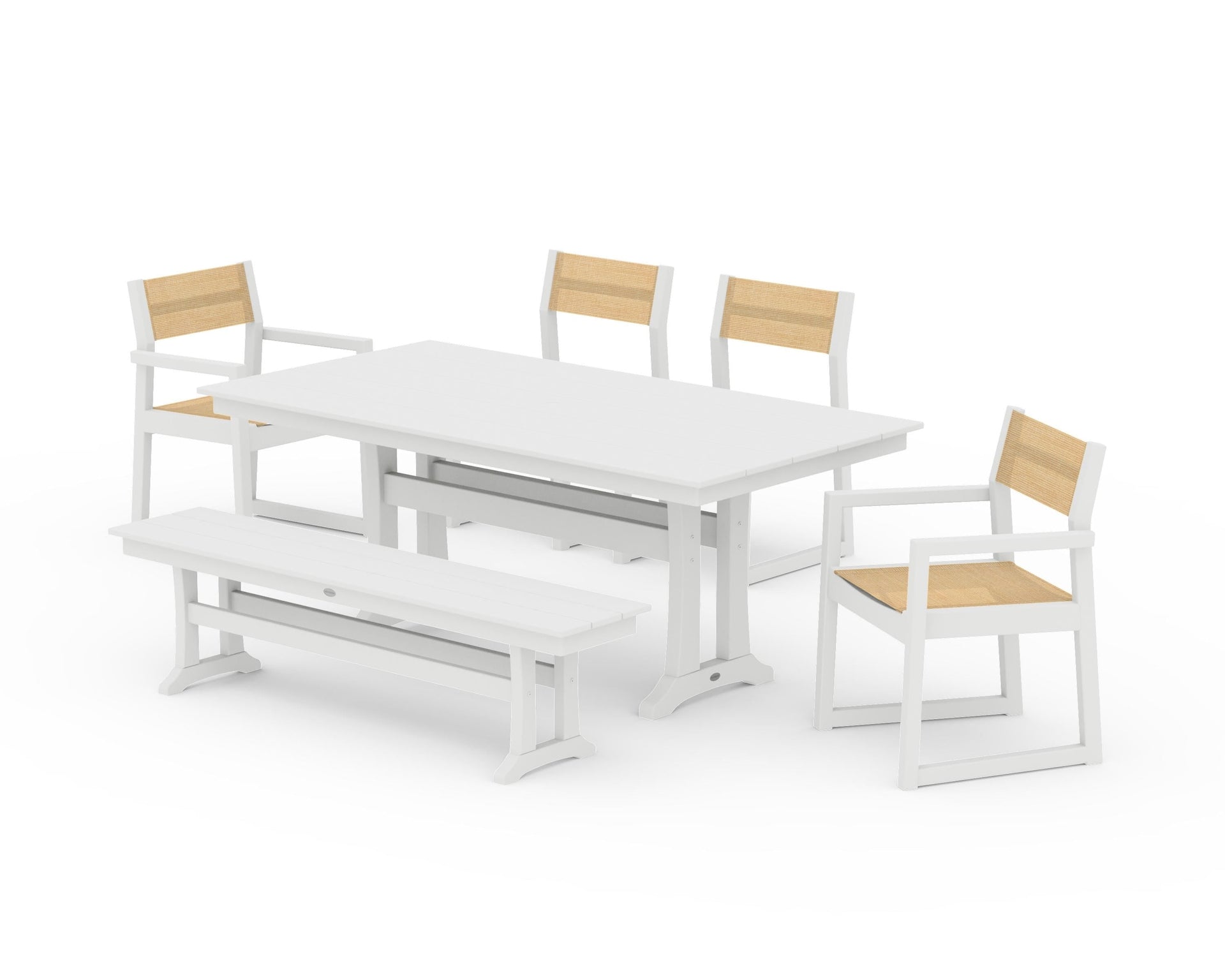 EDGE Sling 6-Piece Farmhouse Dining Set With Trestle Legs