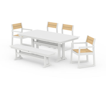 EDGE Sling 6-Piece Farmhouse Dining Set With Trestle Legs