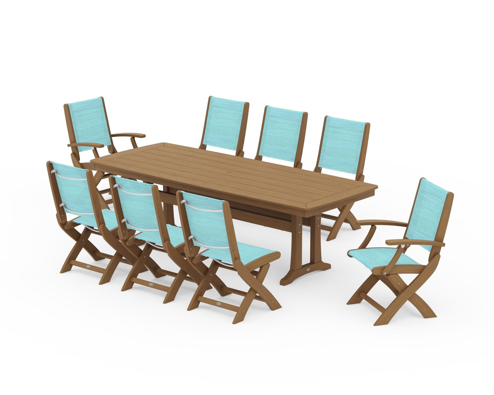 Coastal Folding 9-Piece Dining Set with Trestle Legs