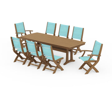 Coastal Folding 9-Piece Dining Set with Trestle Legs