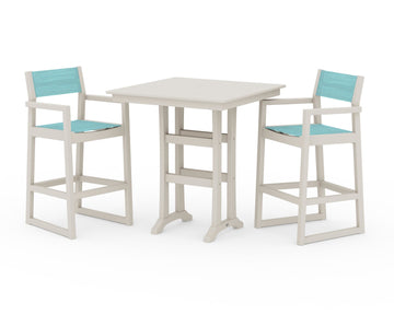 EDGE Sling Arm Chair 3-Piece Farmhouse Bar Set with Trestle Legs