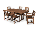 La Casa Café 7-Piece Arm Chair Dining Set with Trestle Legs