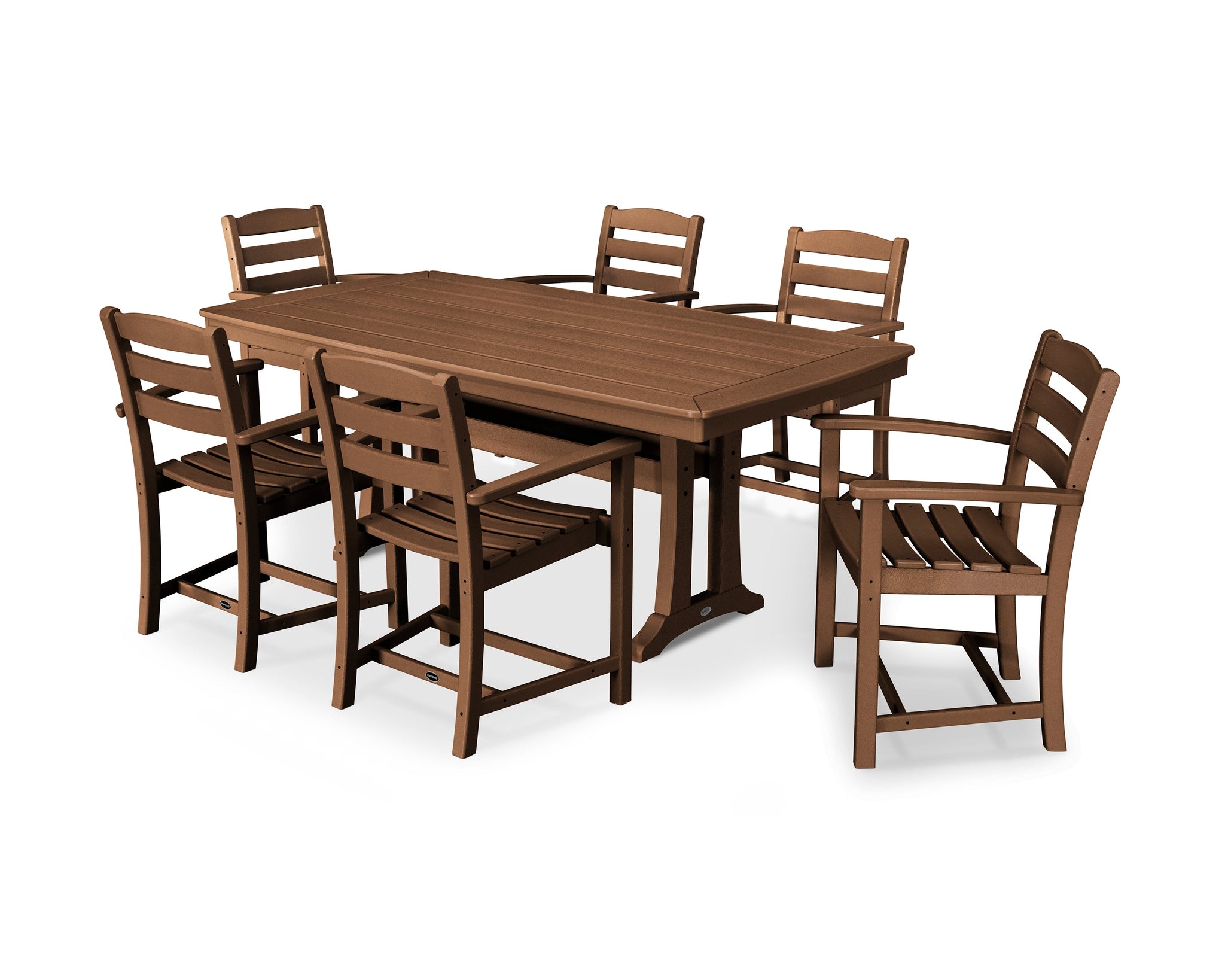 La Casa Café 7-Piece Arm Chair Dining Set with Trestle Legs