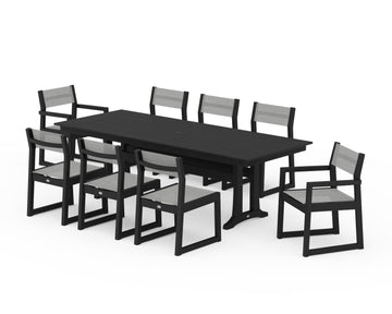 EDGE Sling 9-Piece Farmhouse Trestle Dining Set