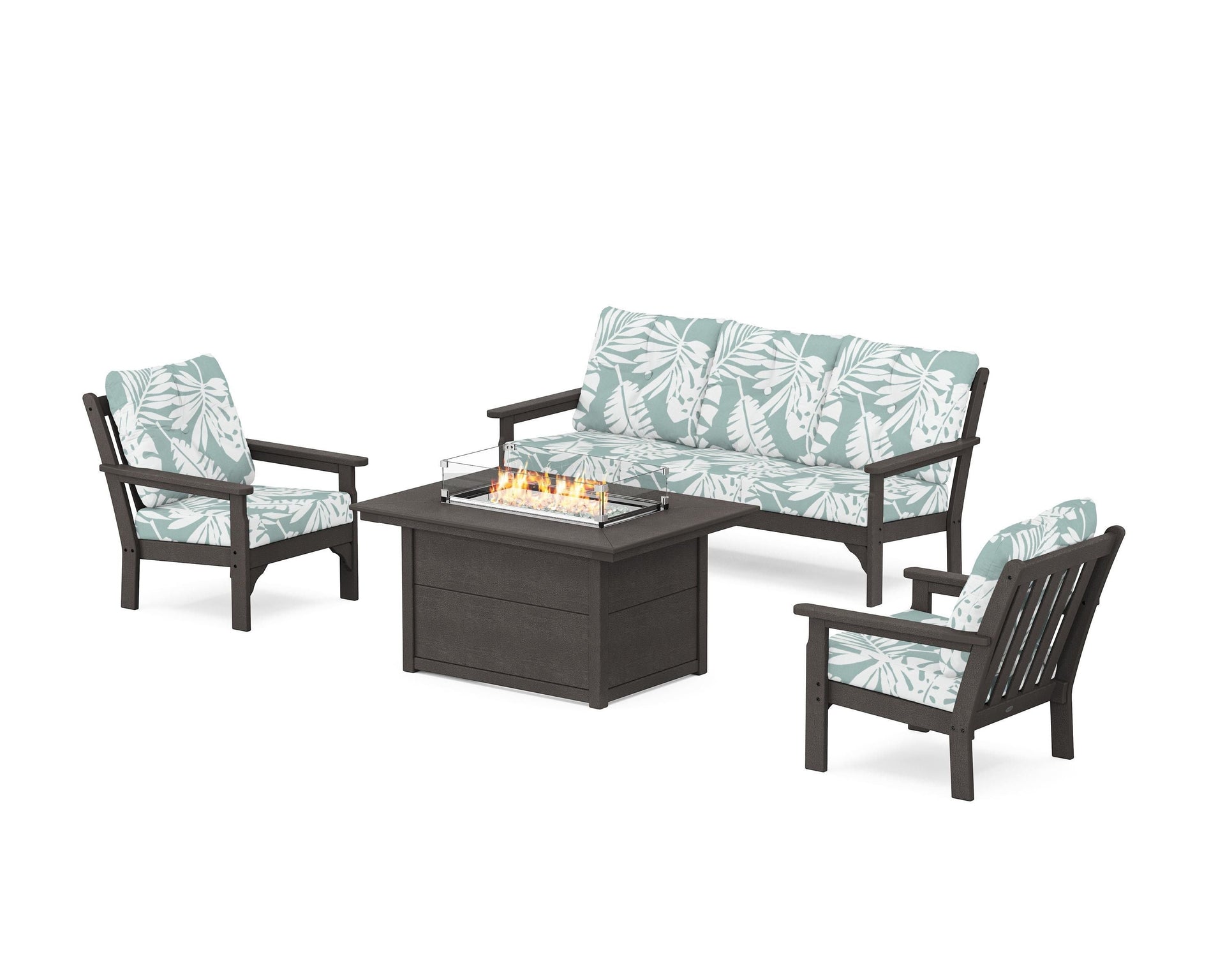 Vineyard Deep Seating Fire Pit Table Set